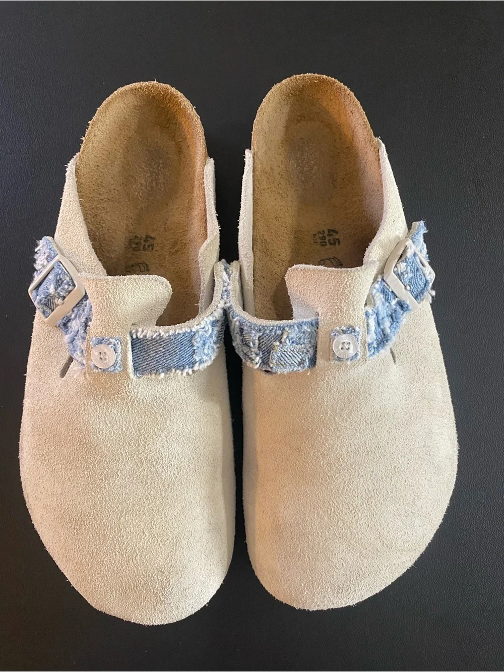 Birkenstock x Stussy Boston Clogs Men’s 45 12 Limited Ed Off White & Denim